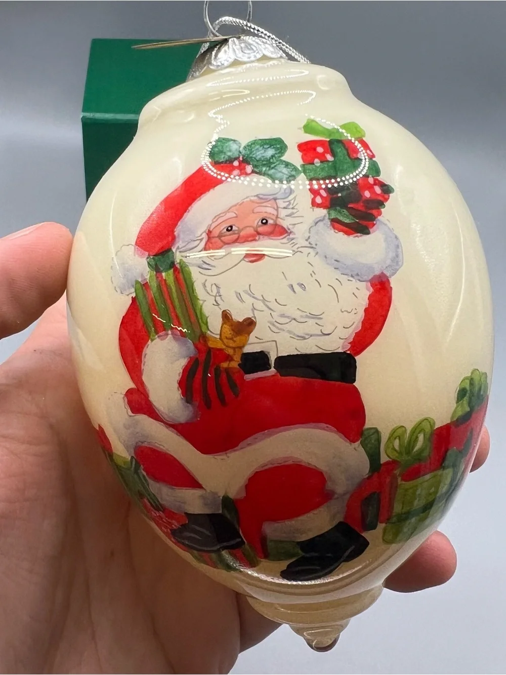 2016 PIER 1 IMPORTS LI BIEN SANTA NOEL CHRISTMAS ORNAMENT GLASS BOXED 4